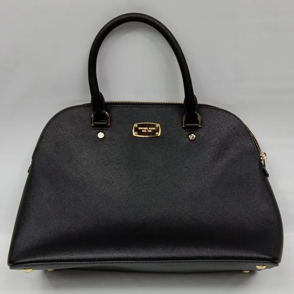 Michael Kors Cindy Medium Dome Satchel Black NO SHOULDER STRAP - Picture 2 of 10